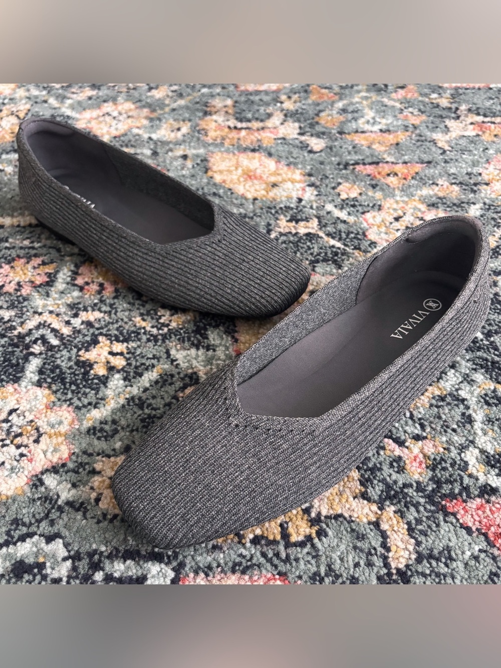 VIVAIA Margot 2.0 Flats Square Toe in Rich Grey Sz 39 or 8